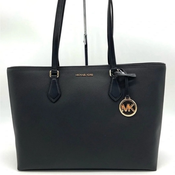 Michael Kors Handbags - Michael Kors Bag Large Sheila Mf Tote Bag Black/Gold